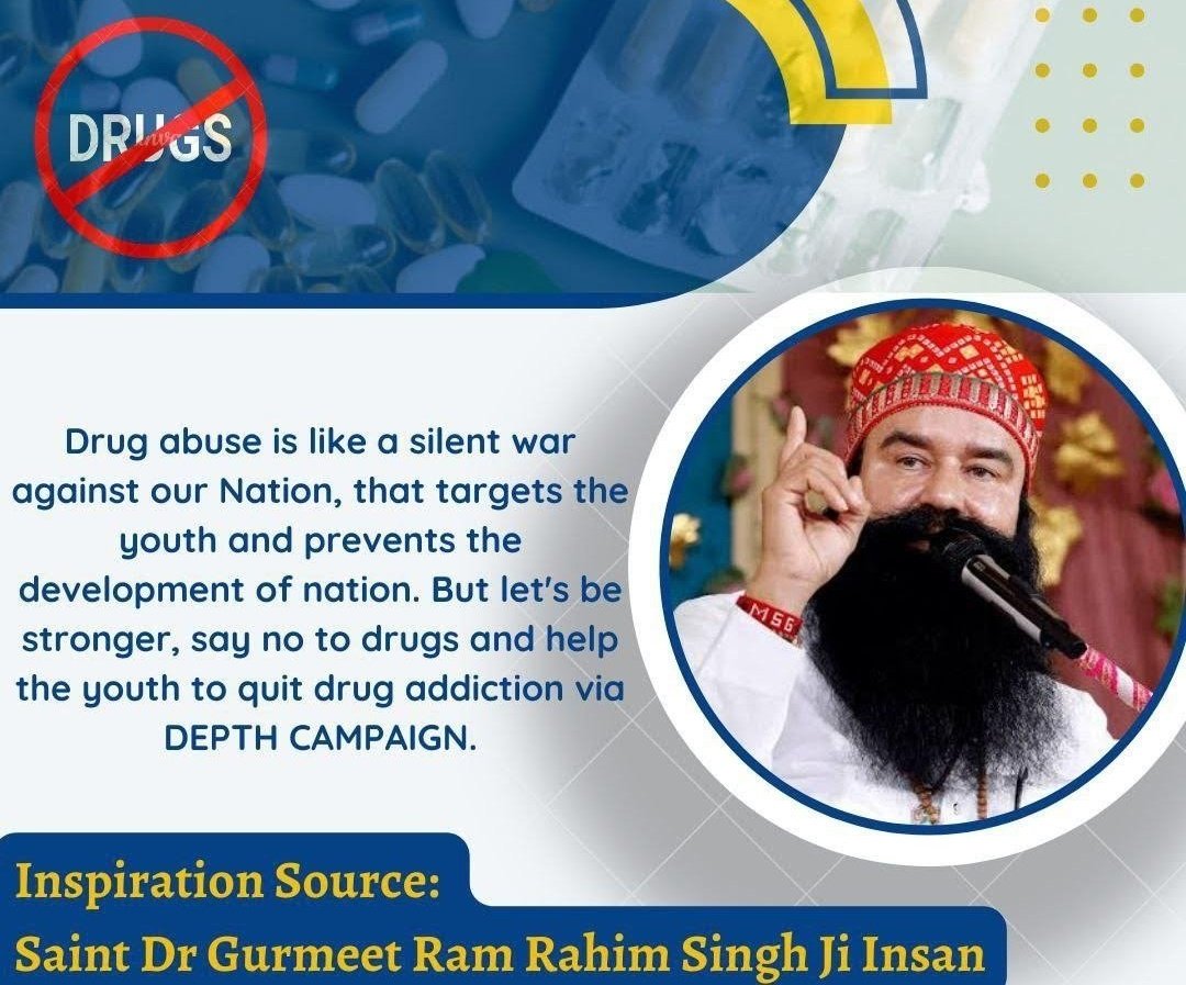 Prince_insa_77's tweet image. By adopting the #Depth campaign launched by Saint MSG insan, lakhs of people are joining in the name of God by giving up drugs and building a happy life.
#QuitAddiction #QuitSmoking #QuitAlcohol #SayNoToDrugs #depth #HealthyLife #healthylifestyle #saintmsg #saintdrmsginsan