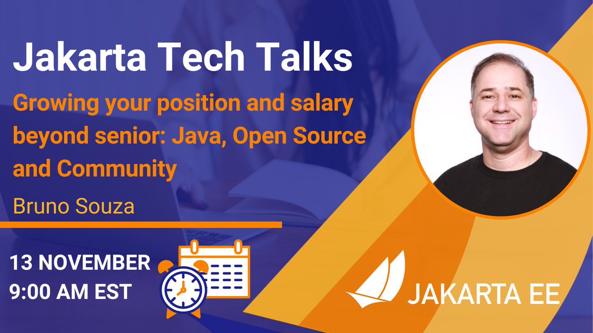 JakartaEE's tweet image. TOMORROW: “Growing your position and salary beyond senior: Java, Open Source and Community” Jakarta Tech Talk with @brjavaman. 
There&apos;s still time to register! hubs.la/Q03PHGLX0
#JakartaEE #opensource #CloudNativeJava