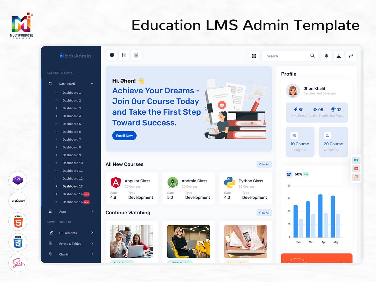 MultiStoreTheme's tweet image. Smart LMS Admin Dashboard Template for Course and Student Management
.
Buy Now: themeforest.net/item/eduadmin-…
.
#lmsdashboard #education #elearning #admindashboard #UIComponents #Bootstrap5 #CMS #AnalyticalDashboard #AdminPanel #interface #webdev #themeforest #webkit #Webapp