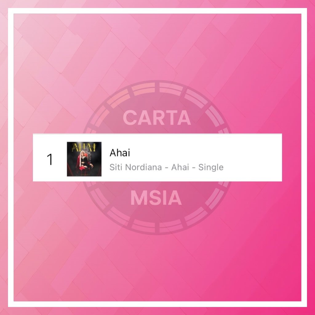 cartapop's tweet photo. Ahai by @sitinordiana84 has reached #1 on iTunes Malaysia Songs chart. https://t.co/RGaUc3569P