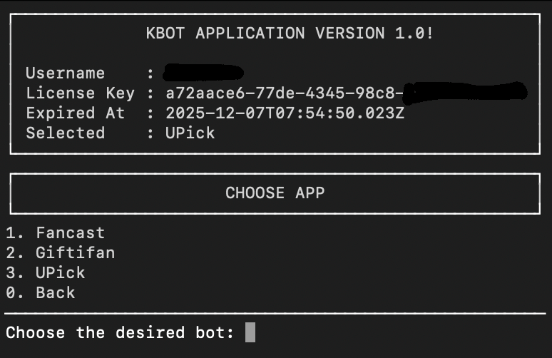 🚀 WTS Kbot v1.0
Auto claim bot for Fancast, Gifitfan &amp; Upick 💥
Features: Auto Check-in + Ad Claim

Fast, safe &amp; time-saving — let the bot do the work 💪

💎 Boost your votes effortlessly!
📩 DM for info or test 🔥

#WTS #Kbot #Fancast #Gifitfan #Upick