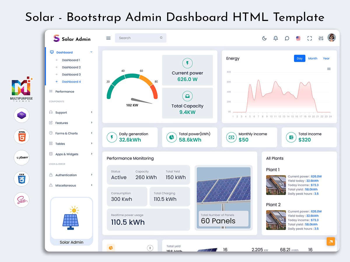 MultiStoreTheme's tweet image. Solar Panel Dashboard Template for Energy Monitoring and Performance Analytics
.
Buy Now: themeforest.net/item/solar-boo…
.
#solardashboard #renewableenergy #admindashboard #solarenergy #UIComponents #Bootstrap5 #CMS #AnalyticalDashboard #AdminPanel #interface #webdev #themeforest