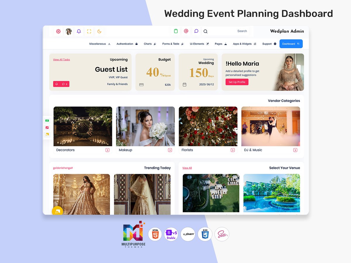 MultiStoreTheme's tweet image. Elegant Wedding Planner Dashboard Template for Event &amp;amp; Client Management
.
Buy Now: themeforest.net/item/wedplan-b…
.
#weddingplanner #admindashboard #eventmanagement #UIComponents #Bootstrap5 #CMS #AnalyticalDashboard #AdminPanel #interface #webdev #themeforest #webkit #Webapp