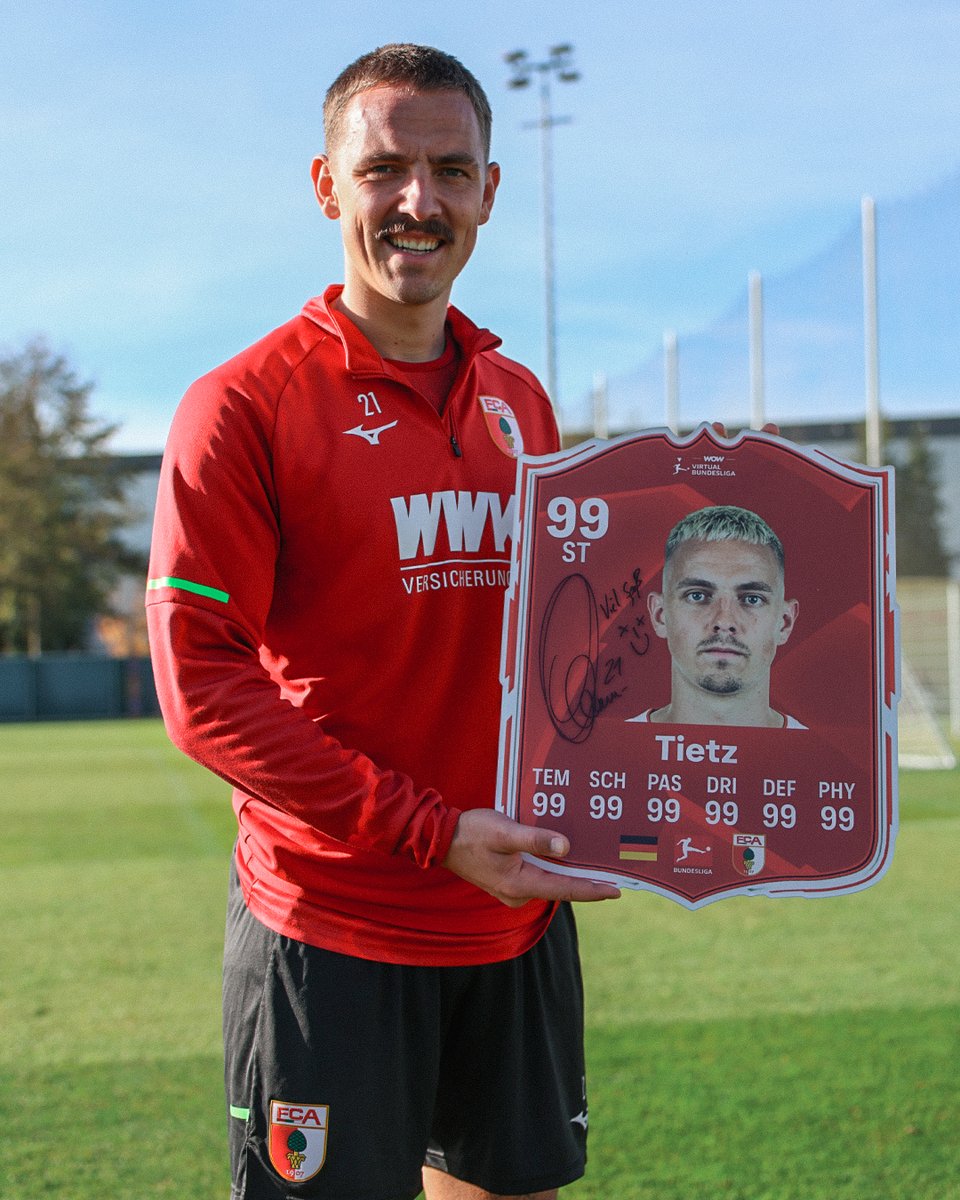 Auch in dieser Saison unser 99er-PowerItem: Tietzi! Morgen steht der nächste #VBLCC-Spieltag an und es gibt für Euch etwas zu gewinnen! 😍 Die unterschrieben Karte von Tietzi! 😎 Ab 17.45 Uhr sind wir wie gewohnt live auf #Twitch! 🤩

#FCAeSports #VBL #FCA