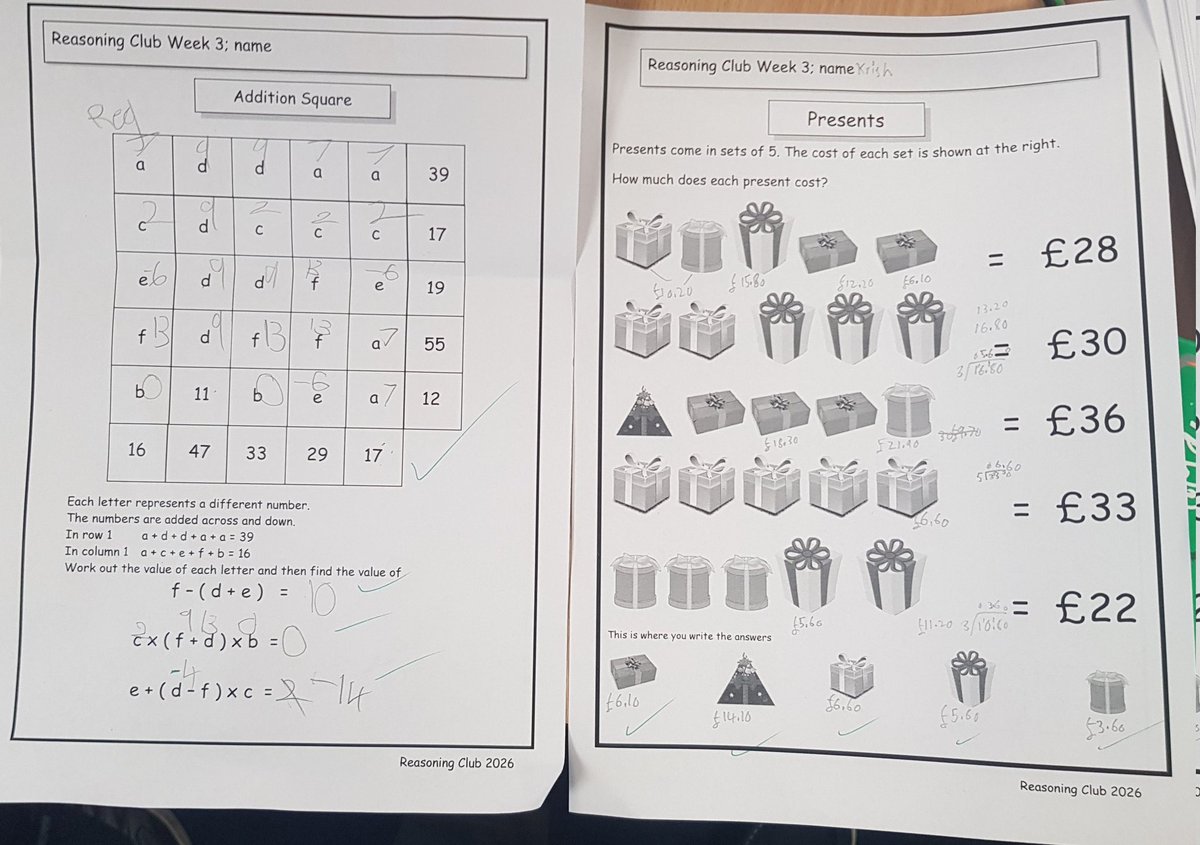 2358Peter's tweet photo. And here are the tasks from Reasoning Club session 3 - I haven't even done session 2 with some schools yet!
I had to include a picture of the teacher who stepped out of their ppa time to have a go at the task!
@MarklandHill https://t.co/TkvjQ5r62Q