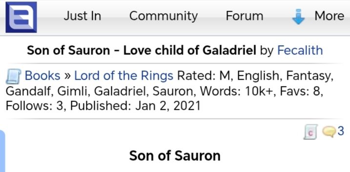 LARSA7X's tweet image. I came across this story, dated 2021, titled &quot;Son of Sauron.&quot; 

It tells the story of a child of Sauron and Galadriel named Finarfin 
m.fanfiction.net/s/13785220/1/S…

#Saurondriel #Annatariel #haladriel