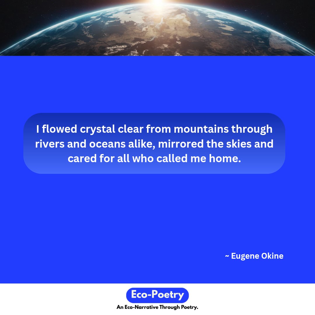 eco_poems's tweet photo. I once flowed crystal clear, carrying #songs of #life through valleys and seas🌊 Now, I murmur beneath the #weight of your #waste.
#ecopoetry #poetry #poets #ClimateAction #water #Sustainability #Glorydays #clean #fresh https://t.co/uVMxxlLO5V