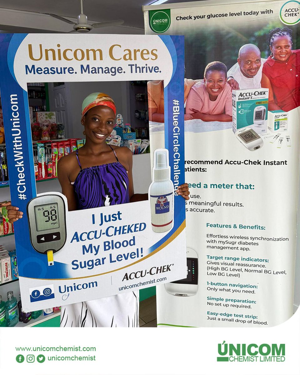 unicomchemist's tweet image. Another stop, another step toward awareness! 💪
Our Ofankor branch hosted the second leg of Unicom’s Diabetes Awareness Month screenings.
Catch us at the next location soon! 

#BlueCircleChallenge #CheckWithUnicom #DiabetesAwareness #AccuChek