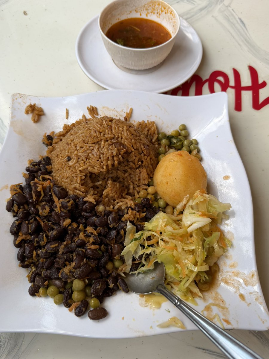 Today I walked 7kms in Kamwangi- Gatundu and had rice njahi + minji