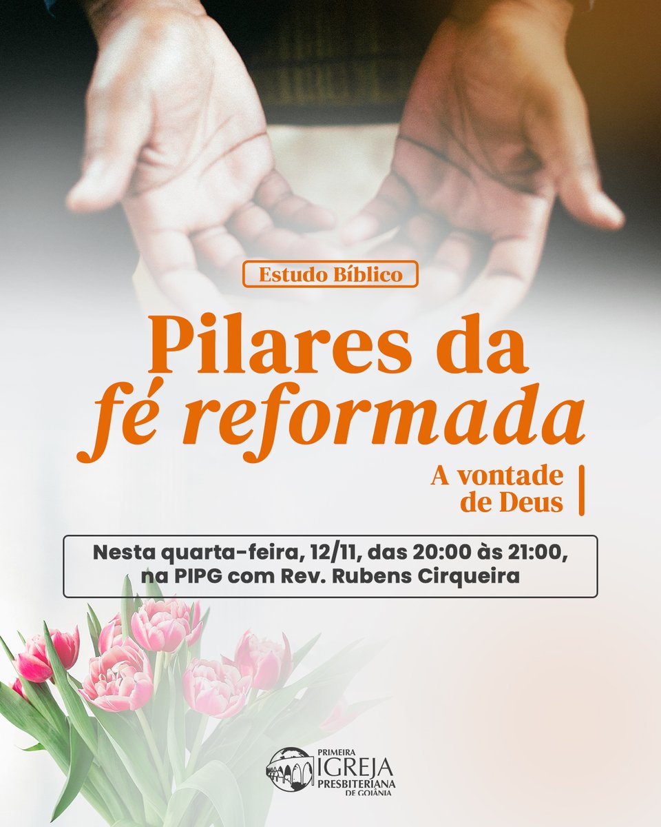 PIPG1's tweet photo. Participem dos estudos bíblicos nas quartas-feiras, das 20:00 às 21:00, na PIPG.

Caso haja algum impedimento, acompanhem através do canal da PIPG no YouTube.

O tema a ser estudado nesta quarta-feira, com o Rev. Rubens Cirqueira, será: “A vontade de Deus” https://t.co/wGwPL4AzO5