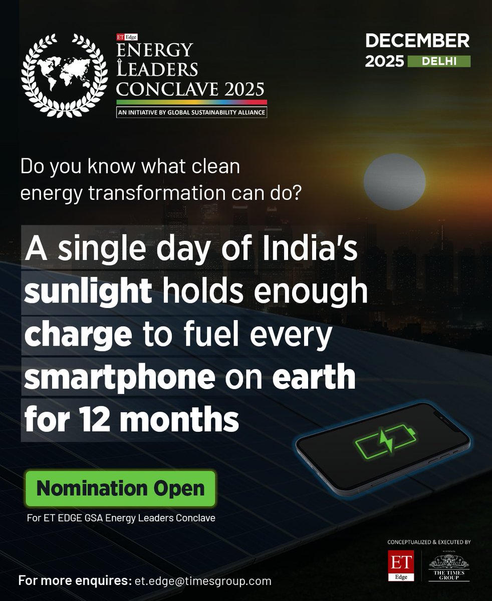From solar corridors to smart grids, India’s clean energy revolution is turning potential into power — built on innovation, collaboration, and visionary leadership.​

This December, ET Edge GSA Energy Leaders Conclave 2025 brings together the changemakers redefining energy for