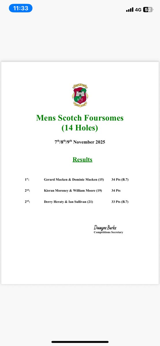 Castletroy Golf Club tweet media