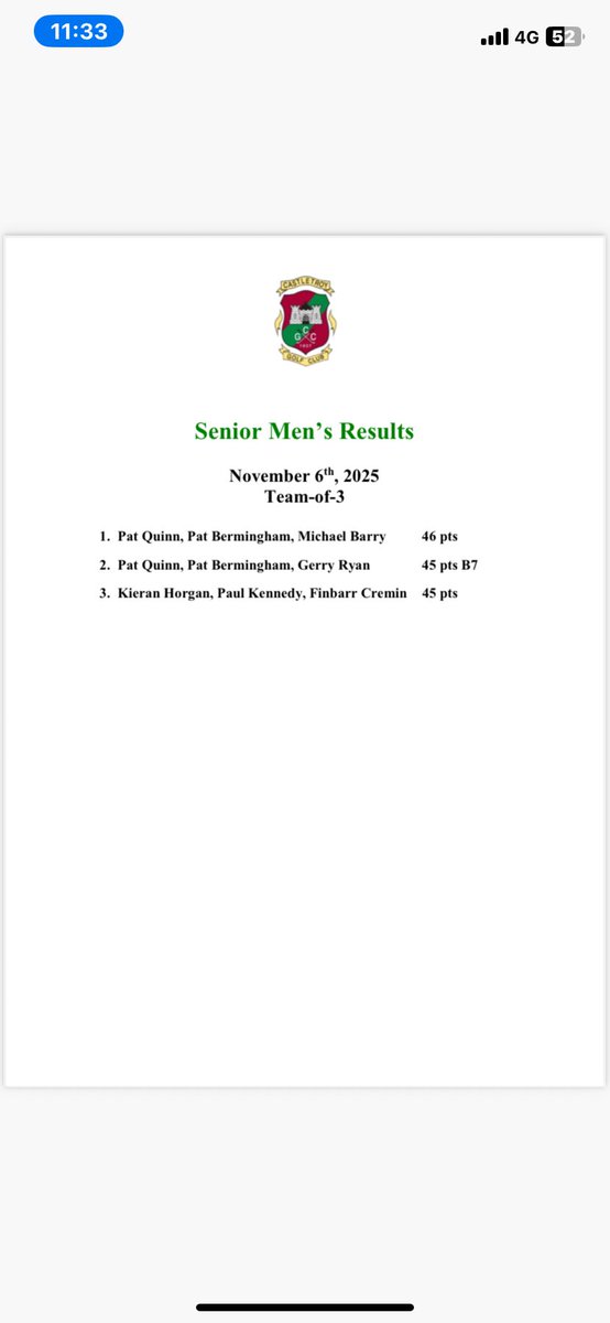 Castletroy Golf Club tweet media