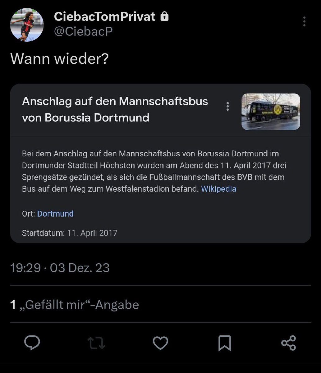 1nactiveus3r's tweet photo. @CiebacT Dem BVB einen Bombenanschlag wünschen ist okay aber wehe eine Deutschlandflagge ist auf dem Trikot der deutschen Nationalmannschaft zu sehen oh weh oh weh https://t.co/FVDnwCTeKr