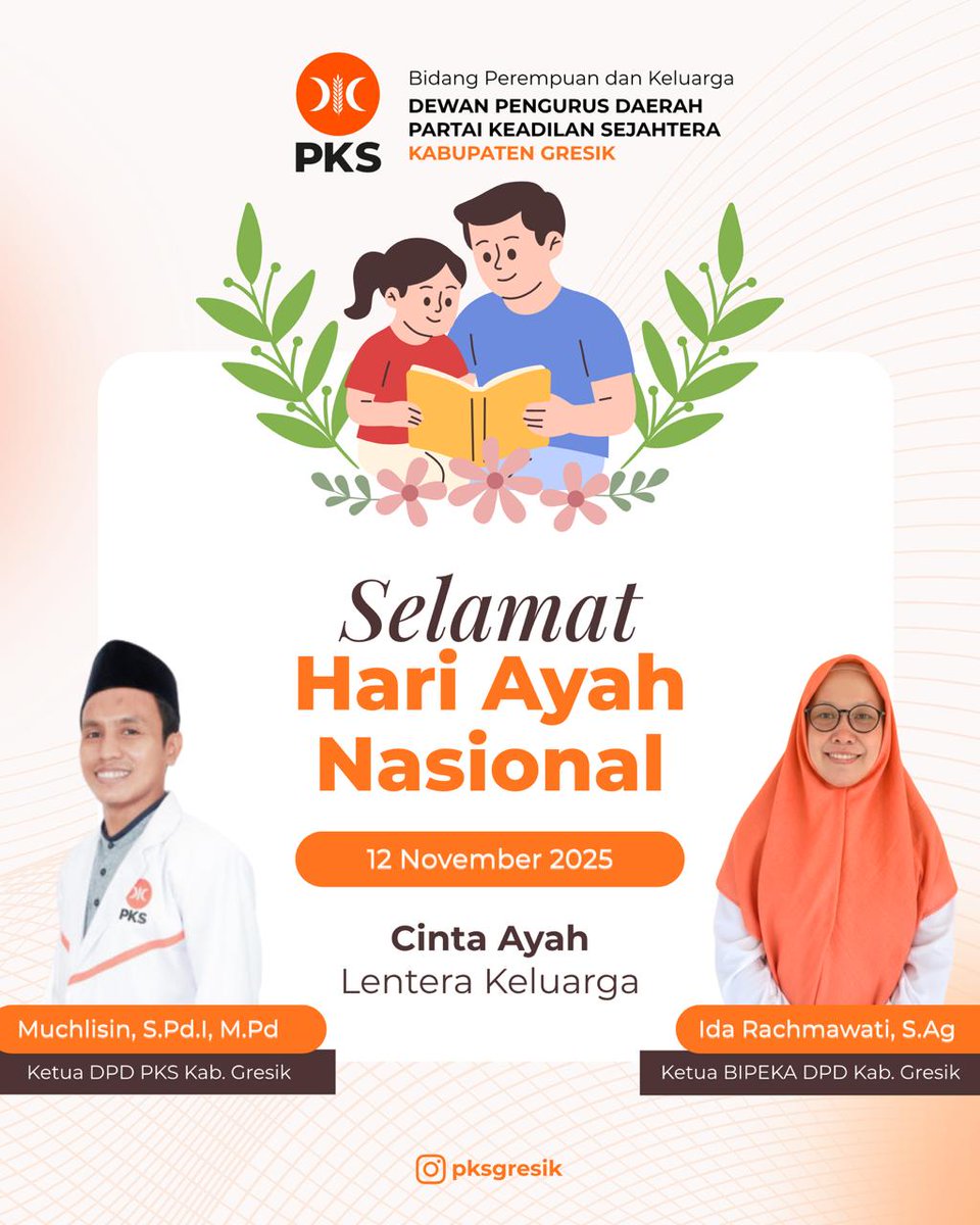 pksgresik's tweet image. Semoga setiap keluarga memiliki ayah yang kokoh dalam prinsip, lembut dalam kasih, dan istiqamah dalam menuntun keluarganya menuju ridha Allah. 🤍
Selamat Hari Ayah Nasional
#BIPEKA
#PKSGRESIK