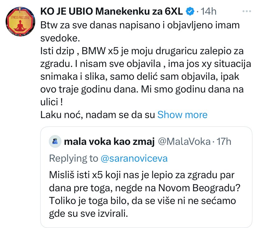 taksista3's tweet photo. EVO TI SAD CRNI DŽIP BMW X5… JEL SE NEKO OD SKRNDELJA JOŠ DRUŽI SA MANEKENUŠOM? POZOVITE JE, POPRIČAJTE SA NJOM, DEVOJCI NIJE DOBRO‼️💥😔 https://t.co/c04kkhZjtR