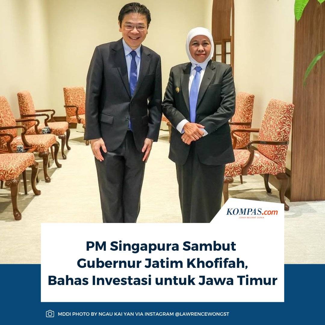 kompascom's tweet image. Perdana Menteri Singapura Lawrence Wong menyambut kunjungan Gubernur Jawa Timur Khofifah Indar Parawansa, Rabu (12/11/2025).

Baca di sini: kompas.com/global/read/20…

~TA #Khofifah #LawrenceWong #Singapura