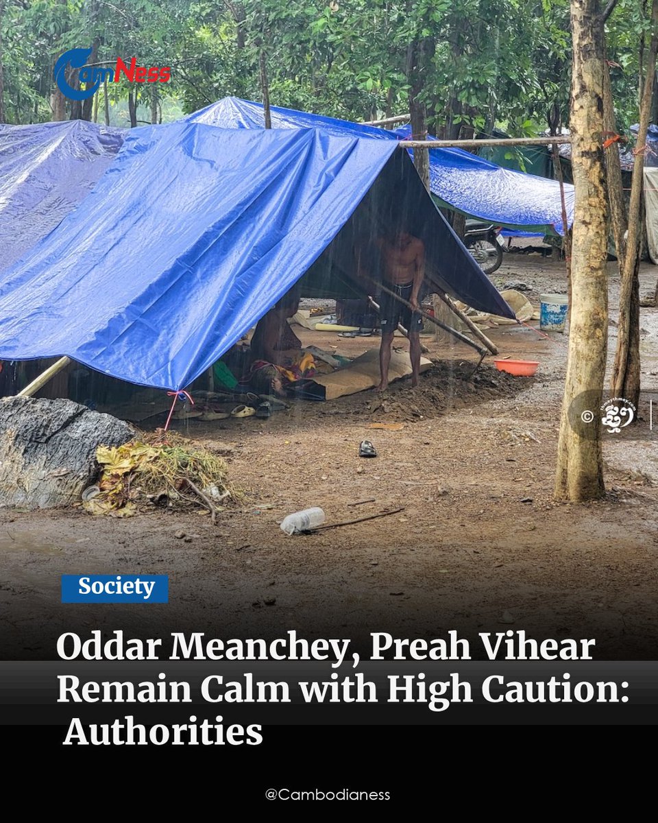 TTNEnglish's tweet photo. Oddar Meanchey and Preah Vihear provinces remain calm but on high alert as of November 12, with authorities preparing protection measures and safe shelters for civilians, according to provincial officials.

The statements came after Thai soldiers opened fire on Cambodian civilians in Prey Chan village, Banteay Meanchey province, killing one person and injuring three others.

Read more: https://t.co/FhweS8pfhB