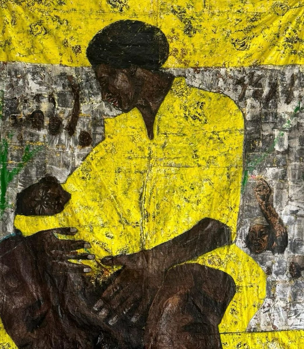 Posted • @norvalfoundation  Kaloki Nyamai - Merging traditional and contemporary perspectives, Nyamai’s work creates a unique form of visual storytelling. His large-scale paintings and mixed-media installations explore historical narratives and their impact on the present.