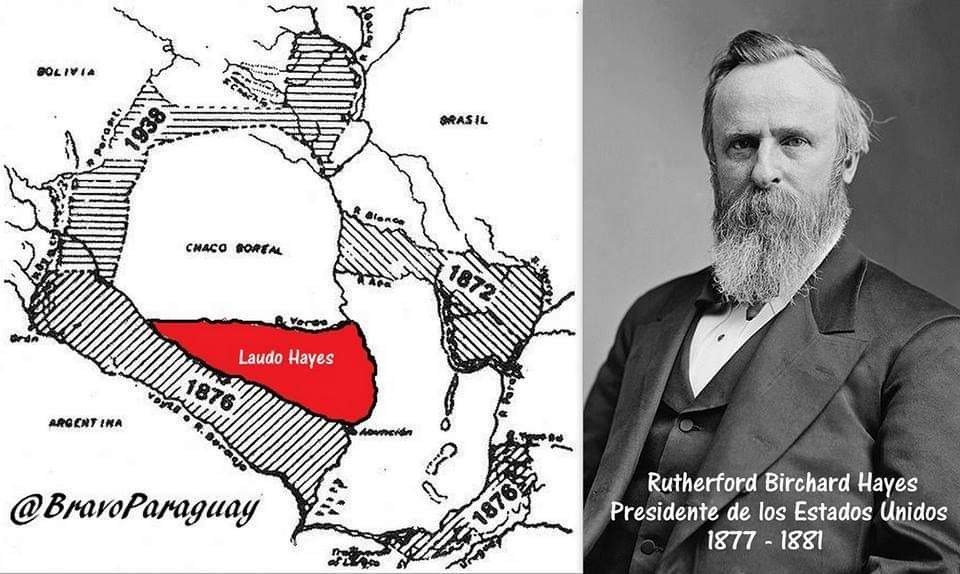 📜Un día como hoy Rutherford B. Hayes, Presidente de los Estados Unidos, pronunció las palabras que harían temblar la injusticia:

“La República del Paraguay tiene legal y justo título sobre las tierras entre los ríos Pilcomayo y Verde, y sobre la Villa Occidental.”

En ese