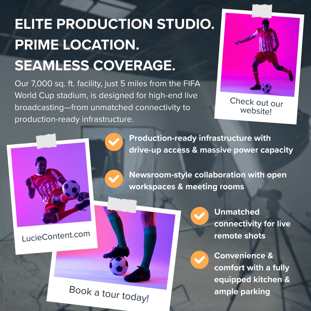 luciecontent's tweet image. ⚽ The world is coming to Atlanta in 2026. Is your production ready? 🎥

With the FIFA World Cup just months away, content creators and broadcasters from around the globe will need a home base in Atlanta. That&apos;s where we come in.

Our 7,000 sq. ft. production studio is just 5…