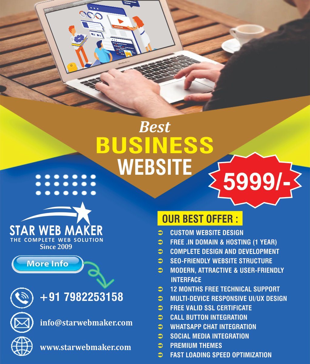 StarWebMaker2's tweet image. Your website is the window to your business — make it clean, fast, and beautiful with star web maker. we build websites that don&apos;t just look great — they perform.
👉 Visit us: starwebmaker.com
📞  +91 9990253785
#WebsiteDesignOffer #WebsiteDevelopmentOffer