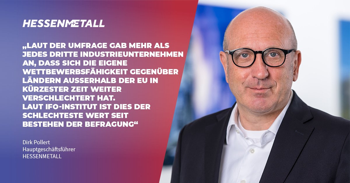 ⚙️ Laut ifo-Umfrage verschlechtert sich die #Wettbewerbsfähigkeit der deutschen #Industrie so stark wie nie zuvor. Dirk Pollert: „Das ist das letzte Alarmsignal – #Infrastruktur, #Bürokratie &amp; #Energiekosten müssen endlich angepackt werden!“

👉 Zur PM: shorturl.at/Kklny