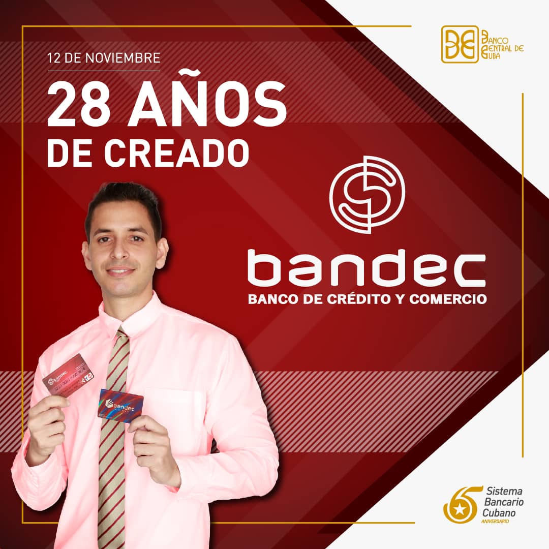 🥳 Felicidades a los #BancariosCubanos de <a href="/Bandec97/">Banco de Crédito y Comercio</a> a lo largo y ancho del país. Hoy celebran 28 años de labor ininterrumpida. Este aniversario no es solo una celebración institucional; es, sobre todo, un reconocimiento al esfuerzo colectivo de cada uno de ustedes.
#CuentaConmigo