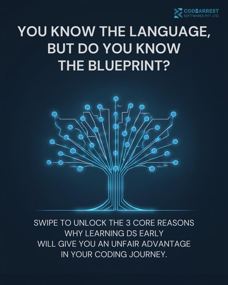 codearrest's tweet image. You know the language, but do you know the blueprint? 🧠 
#CodeArrest #JobArrest #ClockSession #DataStructures #CodingTips #SoftwareEngineering #DSA #Programming #TechSkills #CompetitiveAdvantage #FAANG #HighPerformance #CodingJourney #DeveloperLife #TechEducation #Innovation
