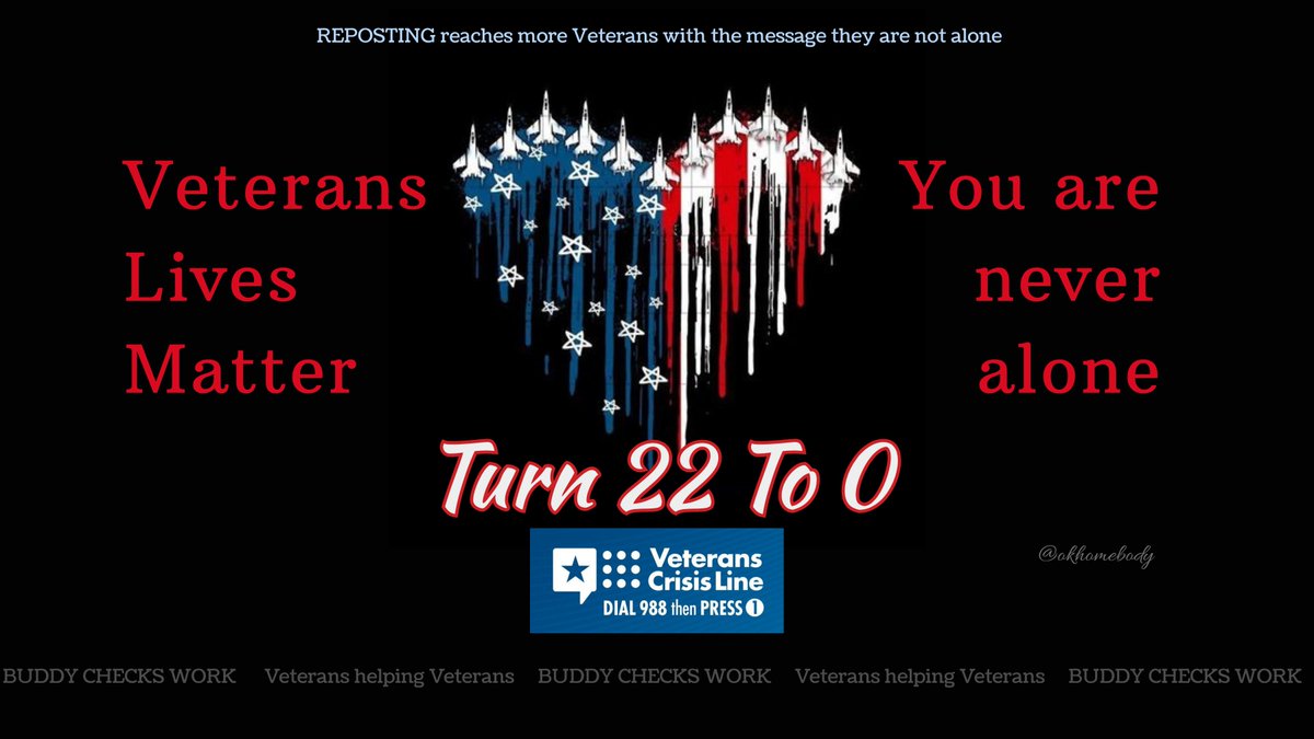 ❤️🤍💙 Wednesday🇺🇸Buddy Checks for VETERANS🇺🇸RH
GM, my awesome people. Midweek   check-in: you’ve made it this far, and that says a lot. You’re loved, you’re   resilient, and you matter big time. If you’re having a hard time today, please speak up. You’ve got people who care. My