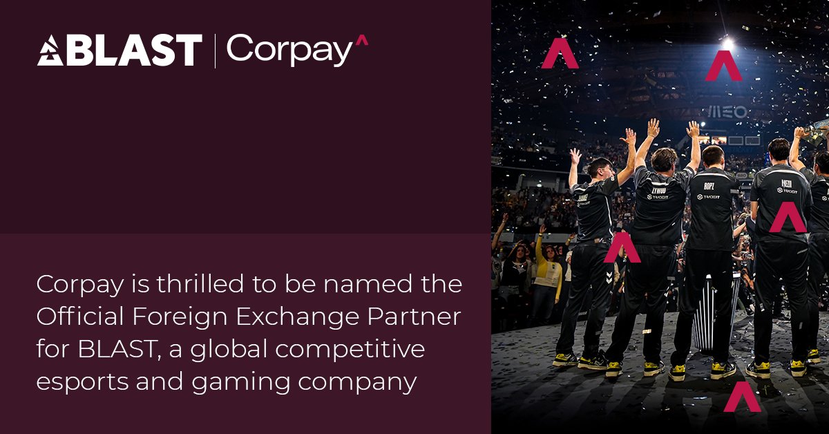 CorpayFX's tweet image. We’re thrilled to announce that Corpay Cross-Border Solutions has been named the Official FX Partner of BLAST — a global leader and pioneer in esports and competitive entertainment. 
hubs.ly/Q03SN9Q90