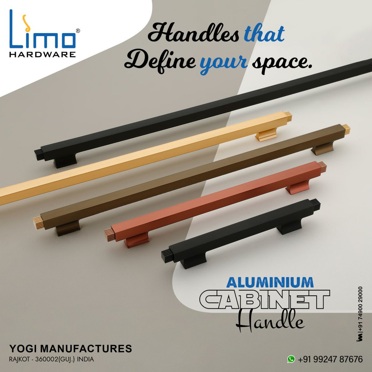 ibais_hardware's tweet photo. YOGI MANUFACTURES (RAJKOT)
For enquiry via WhatsApp click:
https://t.co/PIWSgW8WMs
Mr. Amit Patel : +91 99247 87676
Customer Care: +91 78198 21022
#doorhandle #cabinethandle #maindoorhandle #pullhandle #pushhandle #hookhardware #hardware
.
@ibais_hardware https://t.co/cU0i88euFv