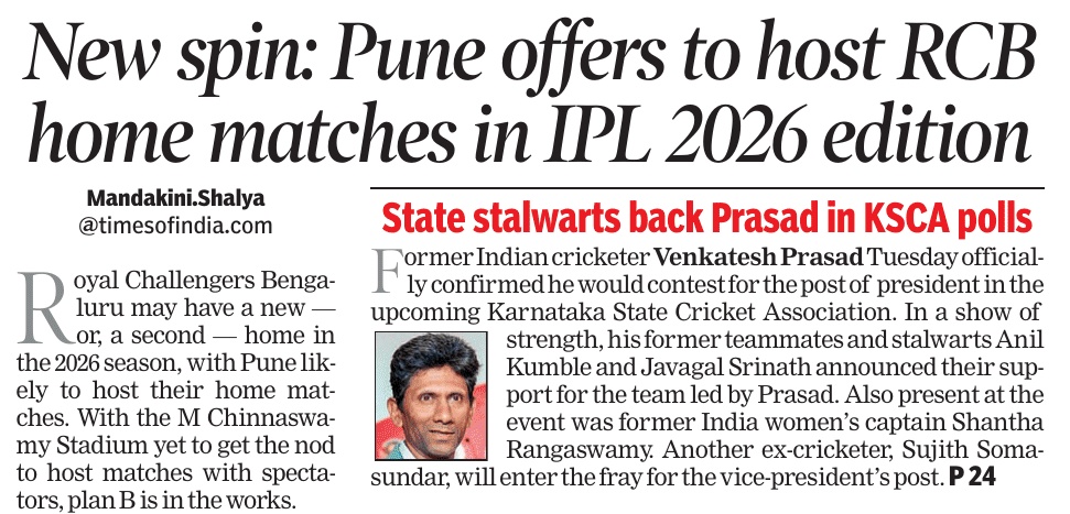 News floating around on shifting of #IPL2026 <a href="/RCBTweets/">Royal Challengers Bengaluru</a> home venue to #Pune....Why??
Appropriate Options are :
●Immediate lifting of ban on Chinnaswamy :
●<a href="/BCCI/">BCCI</a> NCA Stadium Big Ground, #Bengaluru #Aerospacepark : successfully hosted India A vs South Africa A Test . Seating can