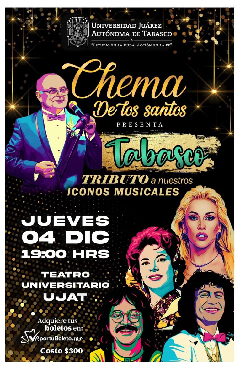 quehayenvilla's tweet image. 🎶✨ ¡Orgullo tabasqueño sobre el escenario! ✨🎶
El Maestro Chema de los Santos presenta
“Tabasco, Tributo a Nuestros Íconos Musicales” 🎤💚

Vive una noche llena de música, sentimiento y talento local que celebra a quienes han marcado nuestra historia musical. 🎵

@GAPAV3