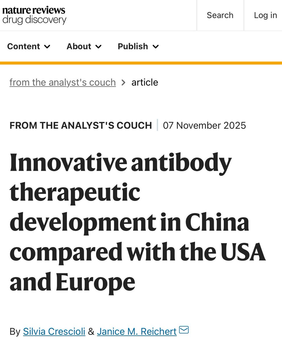 ADCs and multi-specific antibodies are transforming oncology at an unprecedented pace. Of note, of 500 “enhanced mAbs” in the pipeline, &gt; half come from China. If the current trend continues, China is expected to dominate this therapeutic sector within 5y. nature.com/articles/d4157…