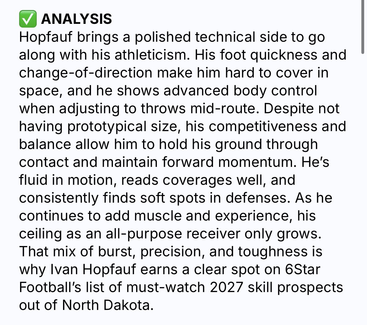 Thank you for the write up <a href="/sixstarfootball/">Six Star Football | PLUS+</a> 

<a href="/NDSUfootball/">NDSU Football</a> <a href="/UNDfootball/">North Dakota Football</a> <a href="/HuskerFootball/">Nebraska Football</a> <a href="/MontanaGrizFB/">Montana Griz Football</a> <a href="/MSUBobcats_FB/">Montana State Football</a> <a href="/NSUWolves_FB/">Northern State Football🐺 🏈</a> <a href="/MSUBeaversFB/">Minot State Football</a> <a href="/Coach_Weisman/">Kyle Weisman</a> <a href="/MisterLilly/">Patrick Lilly</a> <a href="/CoachBradshaw89/">Malik Bradshaw</a> <a href="/CoachCrutchley/">Steve Crutchley</a> <a href="/CoachLemming/">JJ Lemming</a> <a href="/Coach_SchmidtE/">Eric Schmidt</a> <a href="/TrevorOlson62/">Trevor Olson</a> <a href="/Thomas_Kiesau/">Thomas Kiesau</a> <a href="/coach_hadac/">Coach Isaac</a>