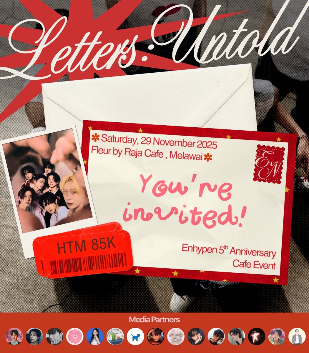 psily_enhypen's tweet image. 𝐔𝐧𝐭𝐨𝐥𝐝 𝐋𝐞𝐭𝐭𝐞𝐫𝐬📮

enhypen 5th anniversary
a project by @psily_enhypen

🗓️ Saturday, 29 November 2025
📍 Fleur By Raja Cafe, Melawai

🎟️ RSVP:
13 Nov 25 | at 20.30
#PSILY_Enhypen