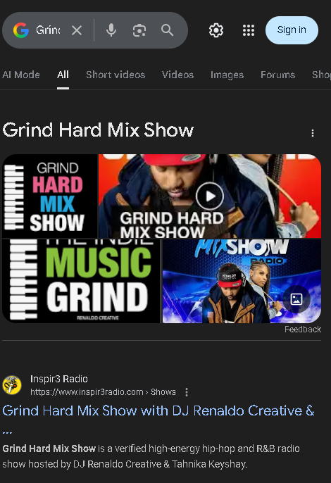 grindhardmix's tweet image. Thanks @Google  for creating the Grind Hard Mix Show Google Knowledge Panel at share.google/avvbXQASOKZiLJ…

#RadioShow #knowledgePanel

🏆 Proud 5x @sea_awards Nominee 

with @Tahnikakeyshay  @renaldocreative @Inspir3Radio