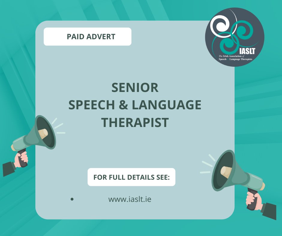 iaslt's tweet image. Paid Advert
Senior Speech and Language Therapist
Young Adult Multidisciplinary Team.
Permanent, Fulltime contract.
Closing Date: 19th November 2025
See IASLT Job Opportunities for full details bit.ly/3qnE2Nl
#IASLT #IASLPeeps