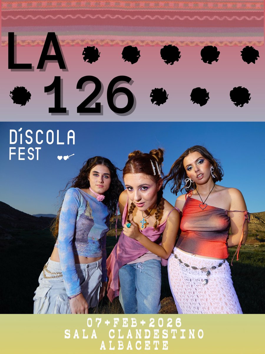 La 126 nos harán gozar de su directo en el próximo Díscola Fest. El 7 de febrero en la Sala Clandestino de Albacete. 💫

No os lo perdáis que estas chicas son la creme… 💥

Gracias a <a href="/la126grupo/">La 126</a> por unirse a la familia díscola. ❤️🎸