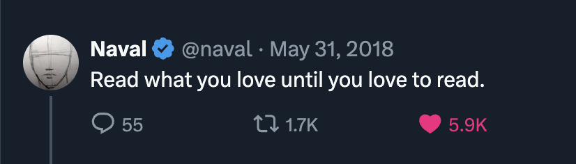 AlexAndBooks_'s tweet photo. This might be my favorite @naval tweet of all-time: https://t.co/ZwLhF1y4VW