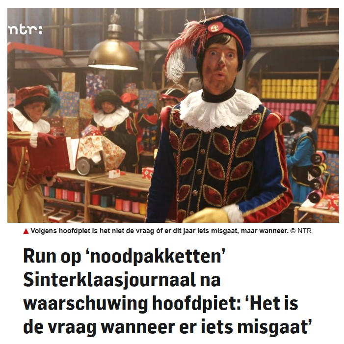 jaapjandevries's tweet image. Waarom gaat het in het #Sinterklaasjournaal zo weinig over Russische drones en Gaza?

Of komt dat nog?