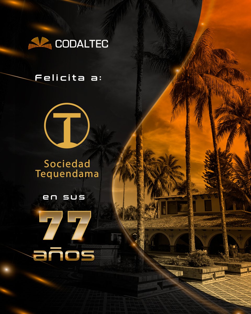 Codaltec's tweet image. Desde CODALTEC felicitamos a @Soc_Tequendama   por sus 77 años de trayectoria y compromiso con el país.
Su dedicación, innovación y aporte al desarrollo nacional son un ejemplo de solidez y visión a largo plazo. 
#SociedadTequendama #77AñosDeHistoria #CompromisoYExcelencia
