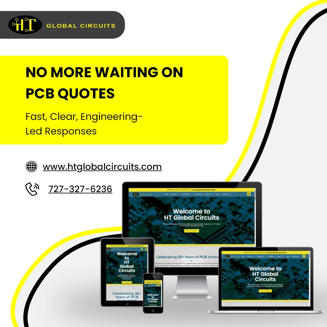 HTGlobalCircuit's tweet image. Still waiting on that PCB quote?
Delays cost time - and time kills innovation.

At HT Global Circuits, we simplify the process with fast, clear quotes &amp;amp; on-time delivery you can count on.

Move your project forward: htglobalcircuits.com

#PCBManufacturing #HTGlobalCircuits