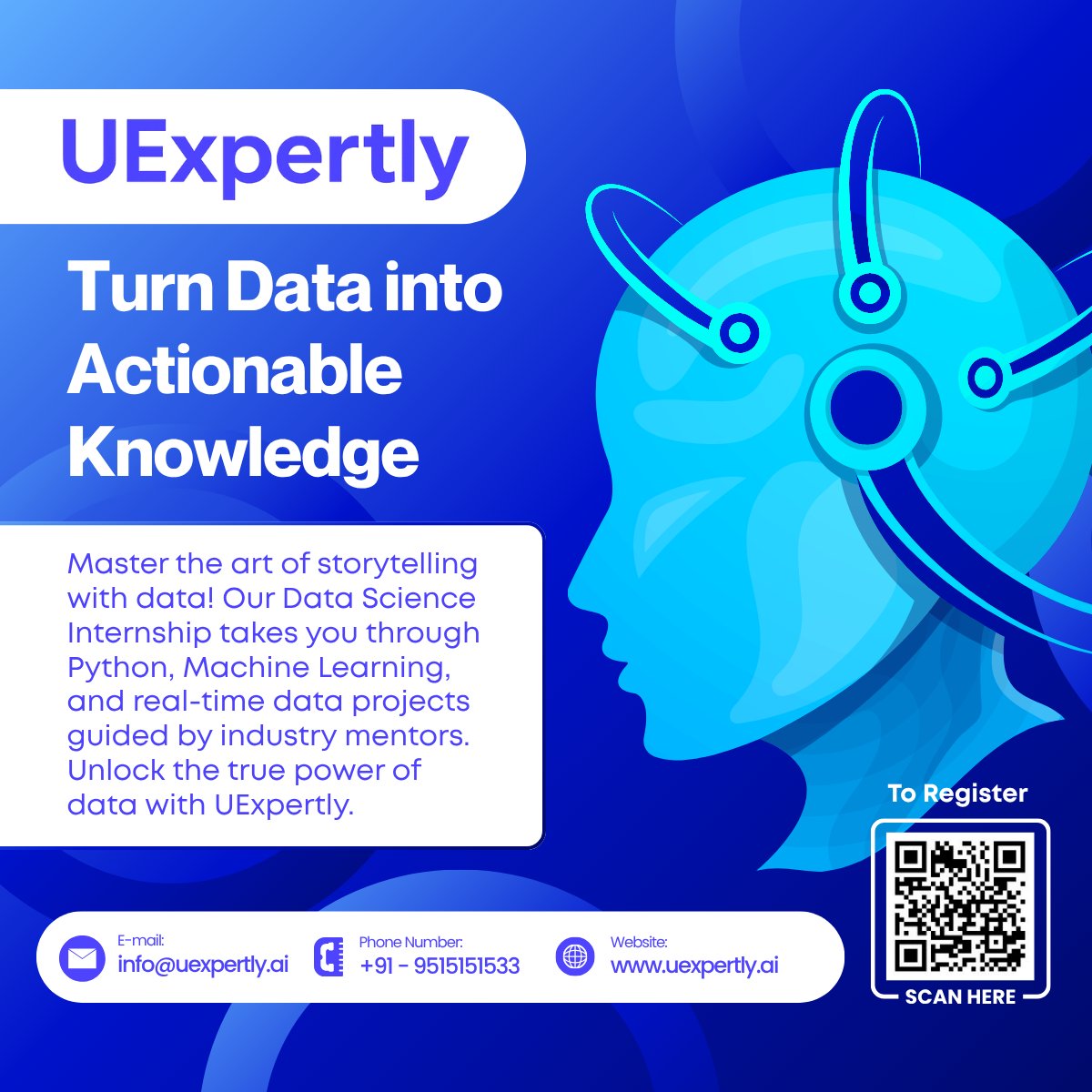 UExpertly's tweet photo. Turn Data into Actionable Knowledge
Master the art of storytelling with data! Our Data Science Internship takes you through Python, Machine Learning, and real-time data projects guided by industry mentors. Unlock the true power of data with UExpertly.
.
.

#UExpertly #DataScience https://t.co/OlhYdVyr5L