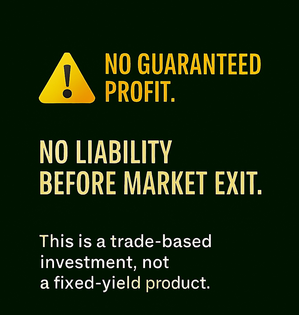 MirbInvestments's tweet image. ⚠️ MirbInvestments does not guarantee profit and holds no liability if market prices drop prior to market exit
This is a trade-based investment, not a fixed-yield product

However, our team applies elite timing strategies to optimize outcomes

#MirbInvestments
#CryptoTransparency