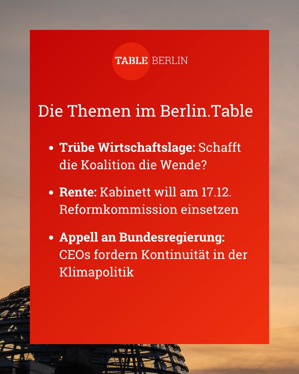 TableBriefings's tweet image. Die Themen im Berlin.Table!

Jetzt anmelden, heute Abend noch lesen: table.media/registrierung?…