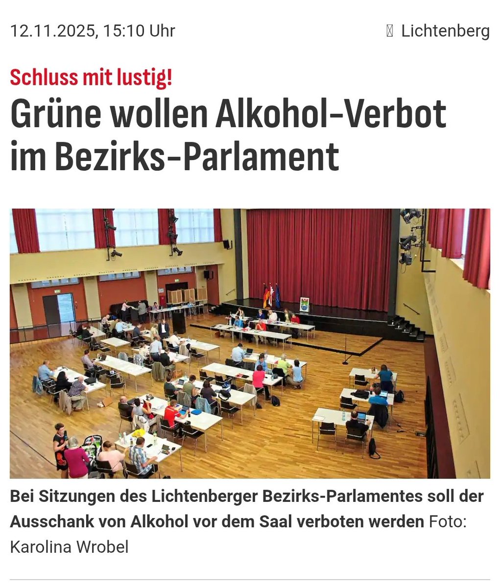 Und immer wieder das Wundern, warum Grüne als Verbotspartei wahrgenommen werden. 

Wir waren zig mal in der Lichtenberger BVV zu Gast. Alkohol ist dort nicht das Problem.