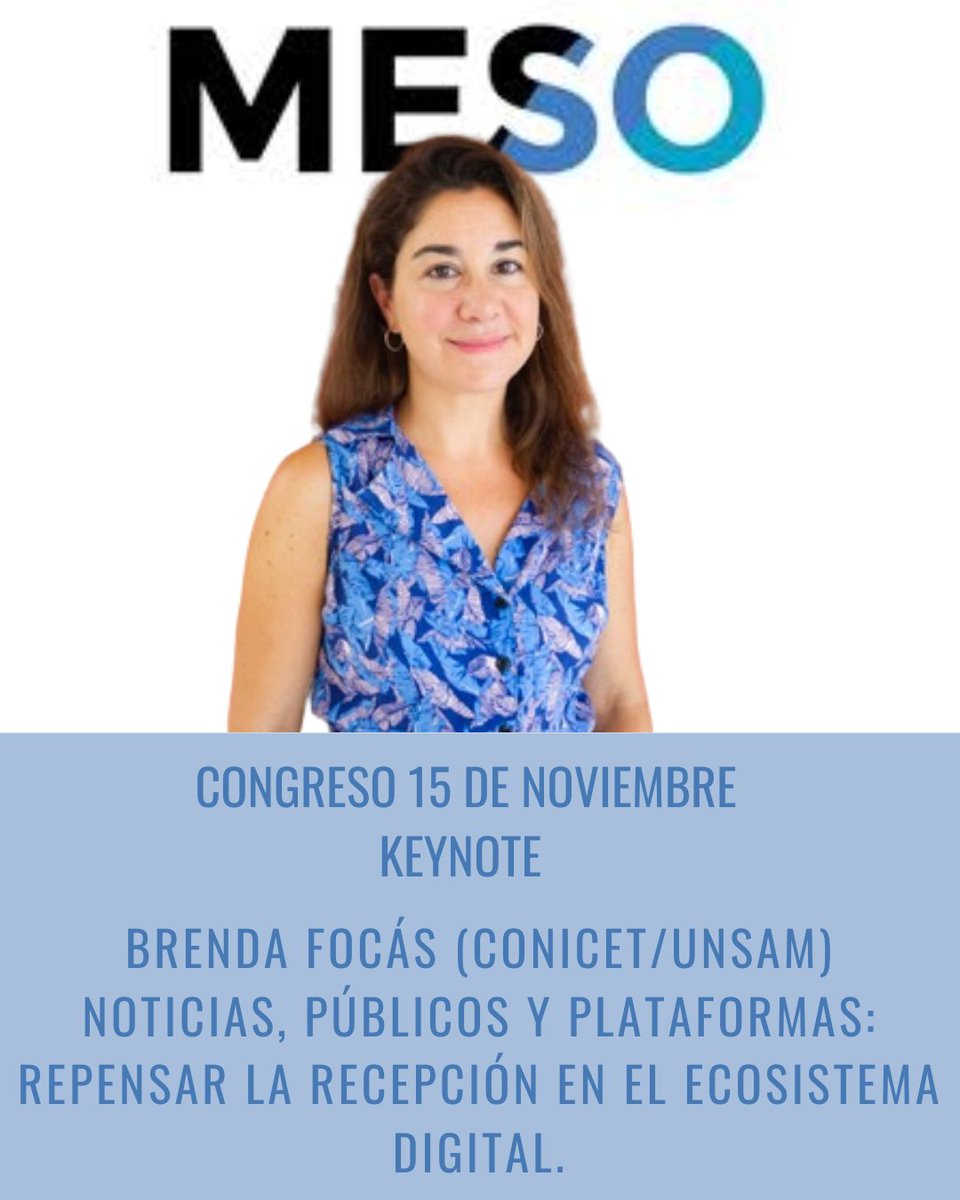 El sábado 15 de noviembre las y los esperamos en el #CongresoMESO2025. La oradora destacada es <a href="/BrendaFocs/">b-</a> 
Inscripción: forms.gle/EidDCM6xYLt8Lh…
Programa: drive.google.com/file/d/1JW35HT…