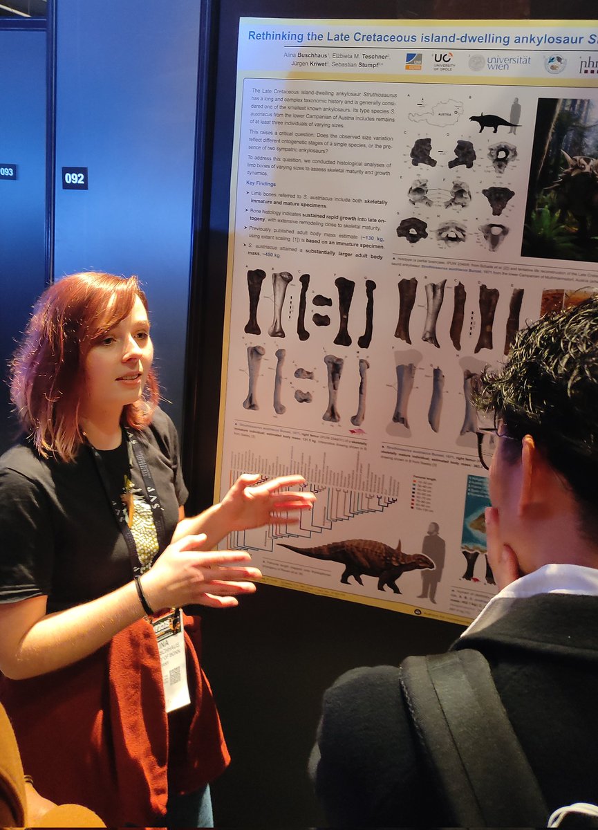 temnospondella's tweet photo. First day of poster presentations at the #SVP2025 #2025SVP in #Birmingham
It was quite busy at Alina's Buschhaus poster about the #histology and mass estimation of #Struthiosaurus https://t.co/C2DJdnCsj9